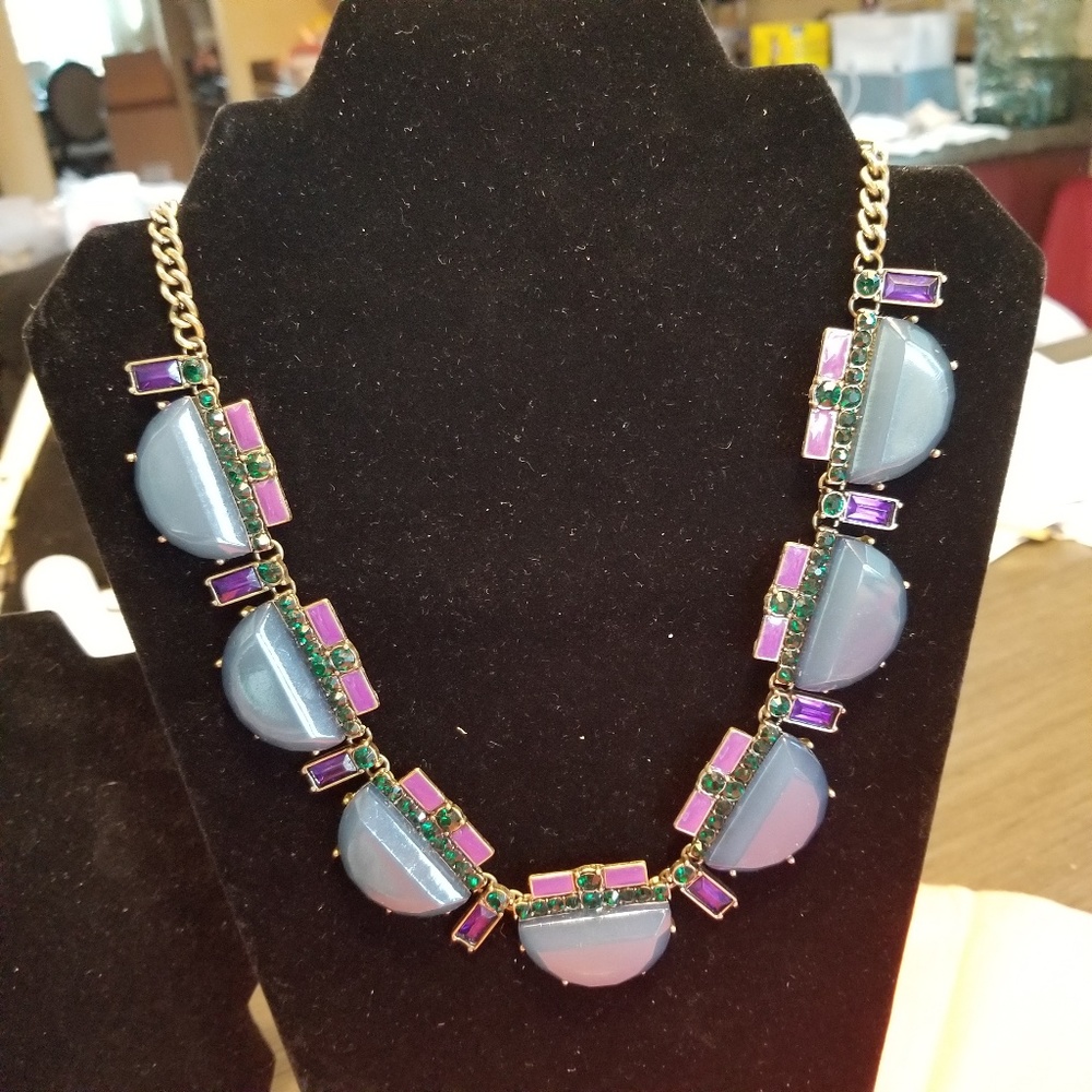 BAUBLEBAR Art Deco Vintage Purple Green & Blue Statement Necklace 💎